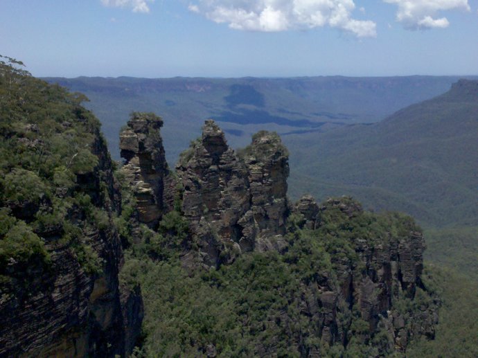 This rock formation in Australia's Blue Mountains is called the Three Sisters. 