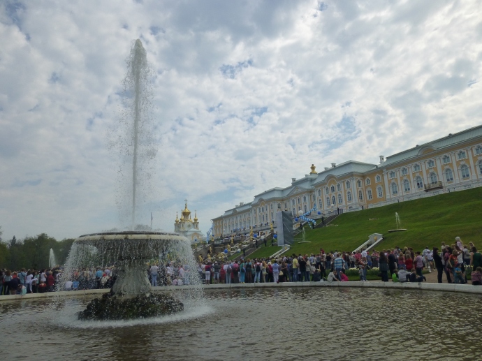 Peterhof Palace, built by the tsar Peter the Great, is known for its elaborate fountains.