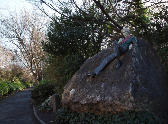 The statue of Oscar Wilde in Merion Square Park in Dublin.