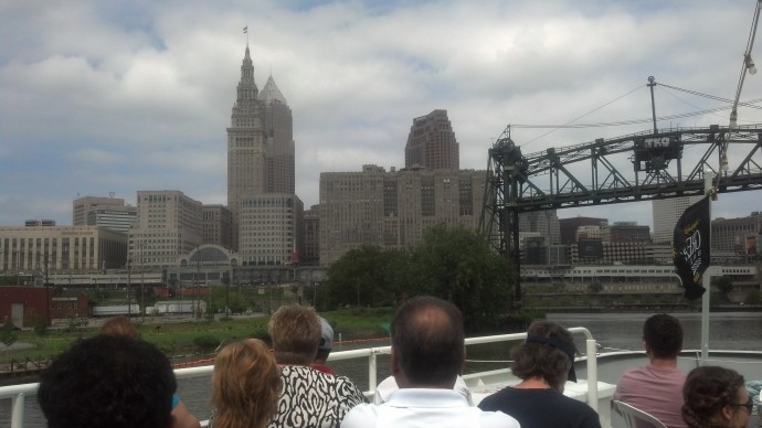 Looking out from the Goodtime III while cruising down the Cuyahoga River.
