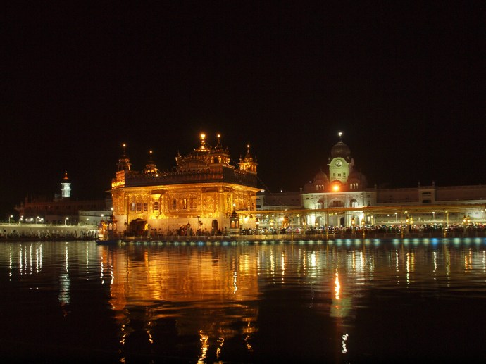 The Golden Temple at night.
