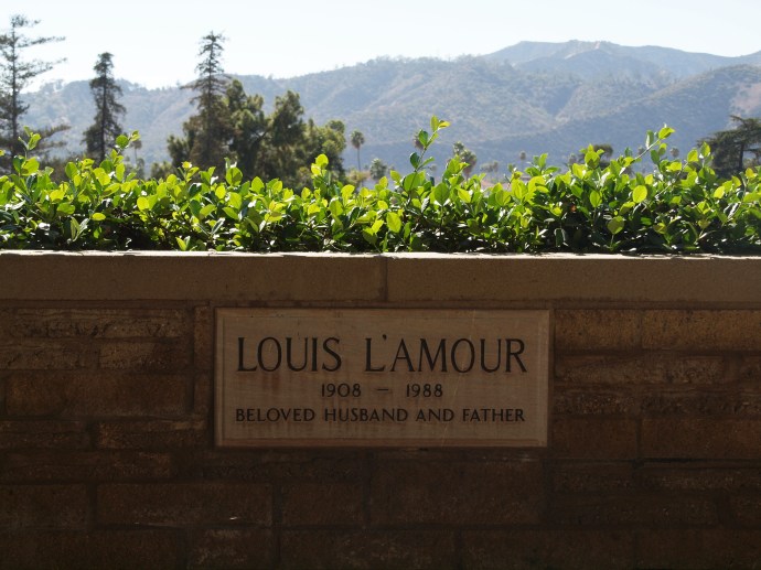 A marker above the grave of beloved author of Westerns, Louis L'Amour.