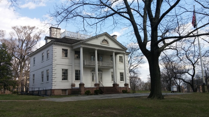 The façade of the Morris-Jumel Mansion, built in 1765.
