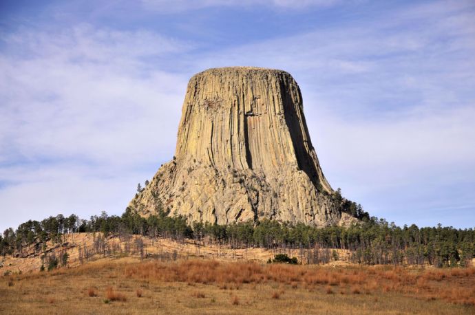 Stock photo of Devils Tower National Monument in Wyoming, 107 miles from Rapid City.
