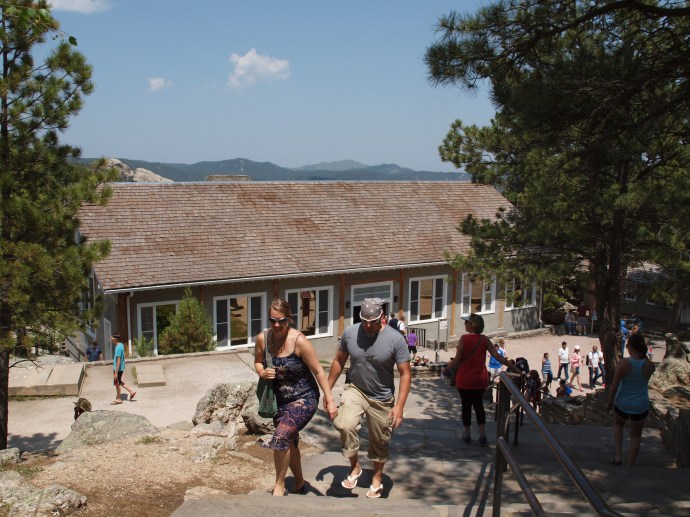 Approaching sculptor Gutzon Borglum's studio at Mount Rushmore.