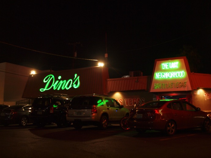 The exterior of Dino's, the karaoke bar that I ended up at in Las Vegas. Not visible in this view are most of the many motorcycles that were in the parking lot.