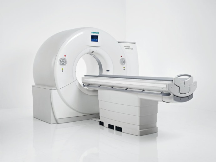 A Siemens CT-scan machine, similar to the one in which I underwent my CT-scan today.