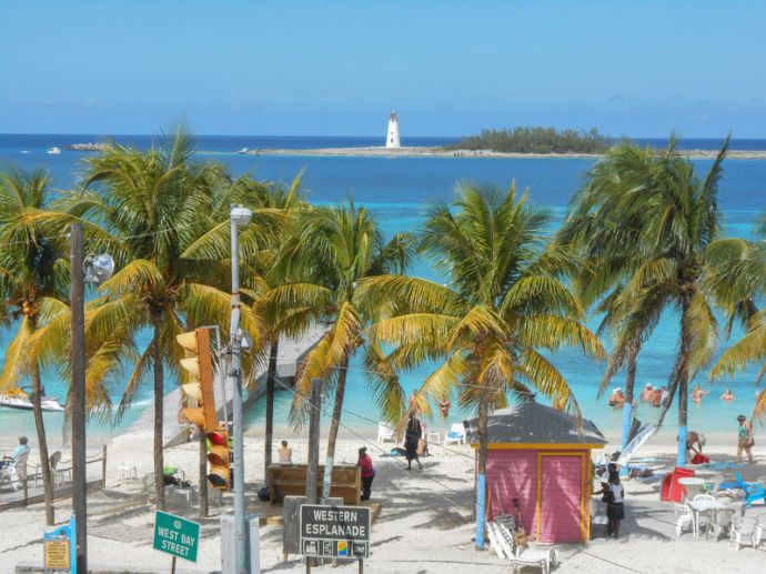 Stock photo of a beach in Nassau, Bahamas.