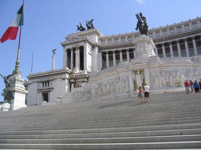 Looking up the grand staircase in the front off the Vittorio Emanuel II Monument, in 2004.