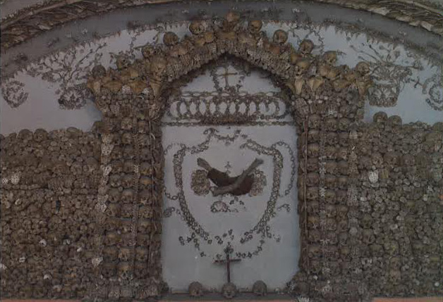 Another chamber with bones decoratively arranged in the Capuchin Crypt.