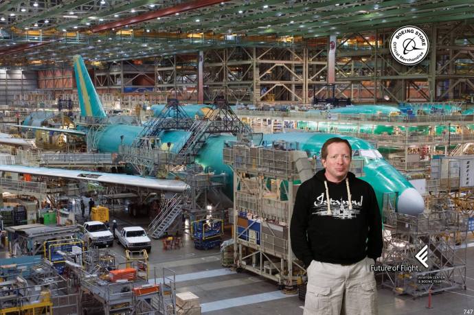 A photo of me inside the Boeing factory (sort of).